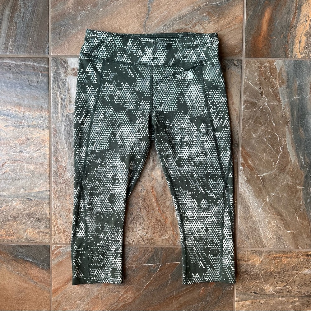 The North Face Green Diamond Print Capri Leggings Women's Size Medium
